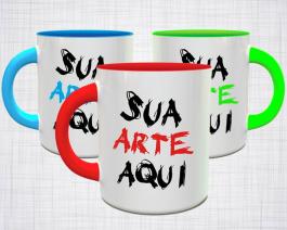 Caneca Branca com Alça e Interior Coloridos  325ml    s120